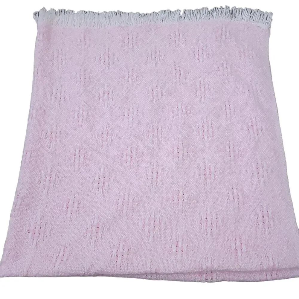Baby Blanket Pink 36x38, Soft, High Quality Girls Baby Blanket, Fringe Trim
